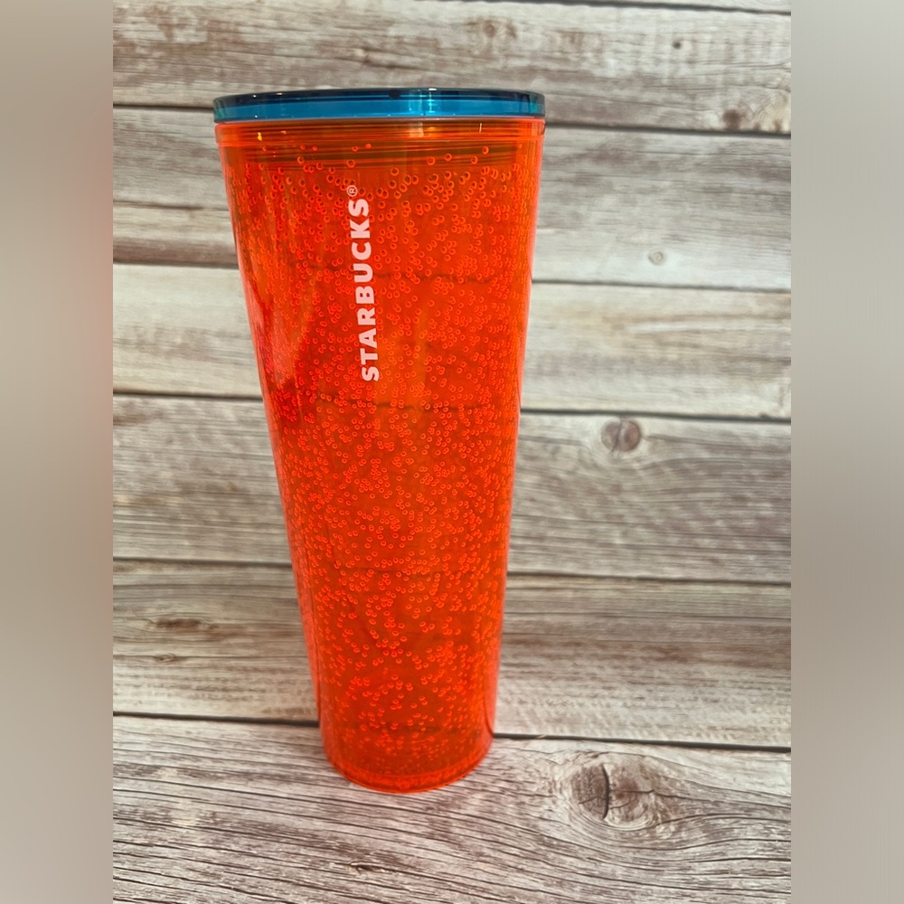 Starbucks 2023 Tangerine Bubble Summer Venti Cold Cup with lid